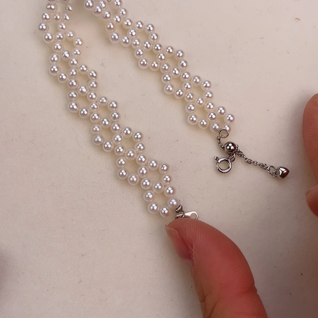 猫***尖手链银S925镶嵌淡水珍珠
