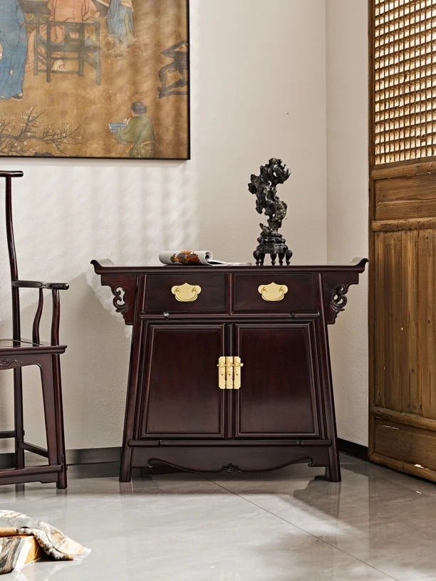 赞比亚紫檀翘头二联储中式实木二联橱柜血檀餐边柜家用玄关储物柜