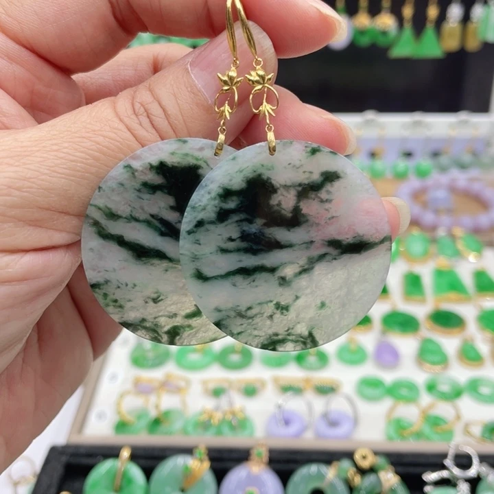 翡翠18K金镶嵌耳饰