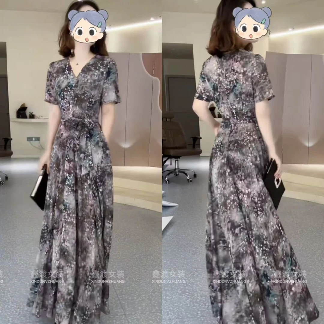 2025夏季新款时尚显瘦气质女士网红洋气连衣裙百搭款D9485