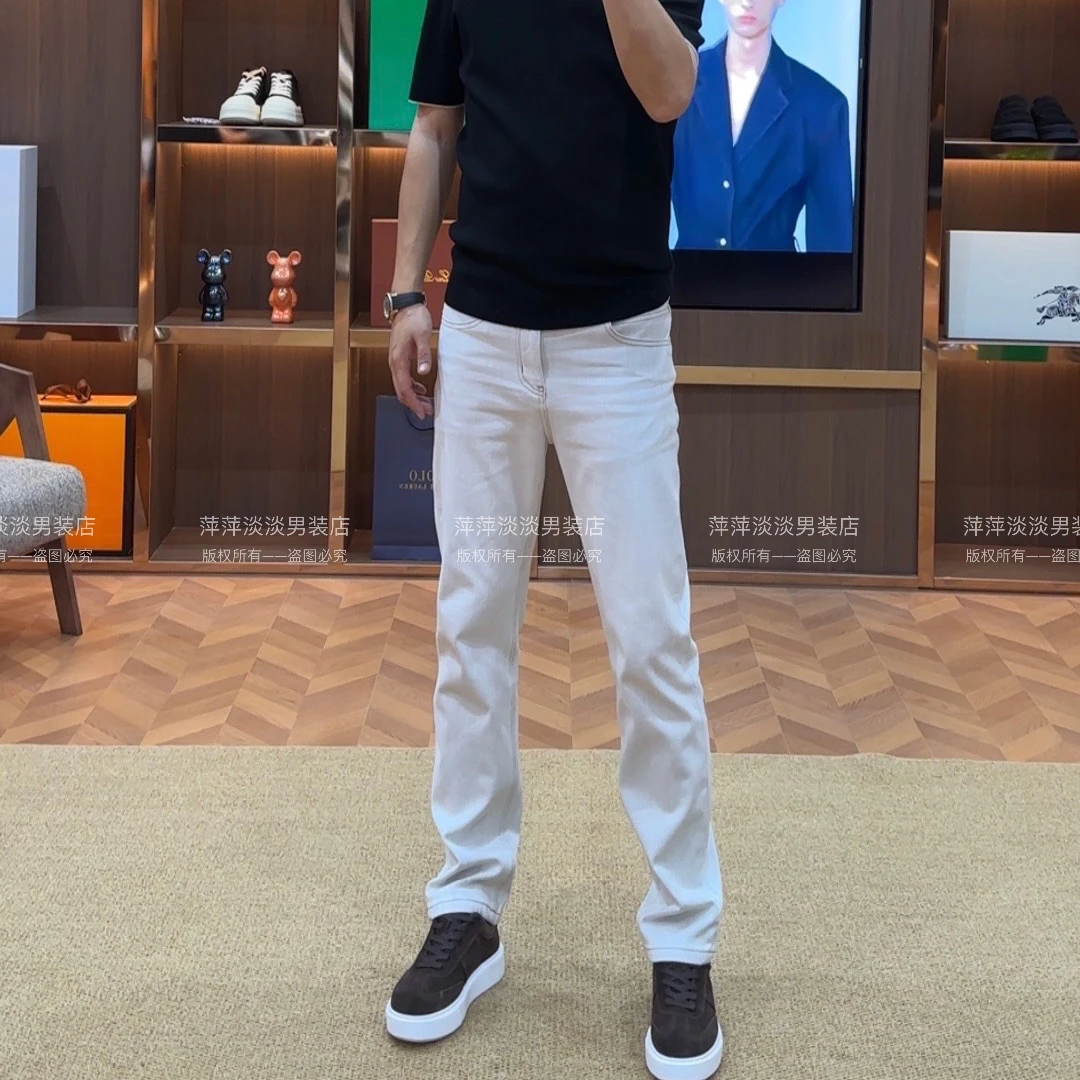 B*V巴黎灰男士秋冬复古港风直筒牛仔长裤6503