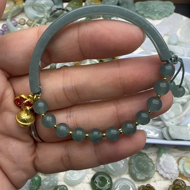 翡翠未镶嵌手链半镯55-56