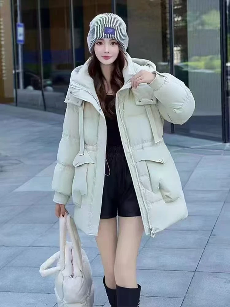 恒鑫安大手口袋收腰时尚连帽羽绒服-8812