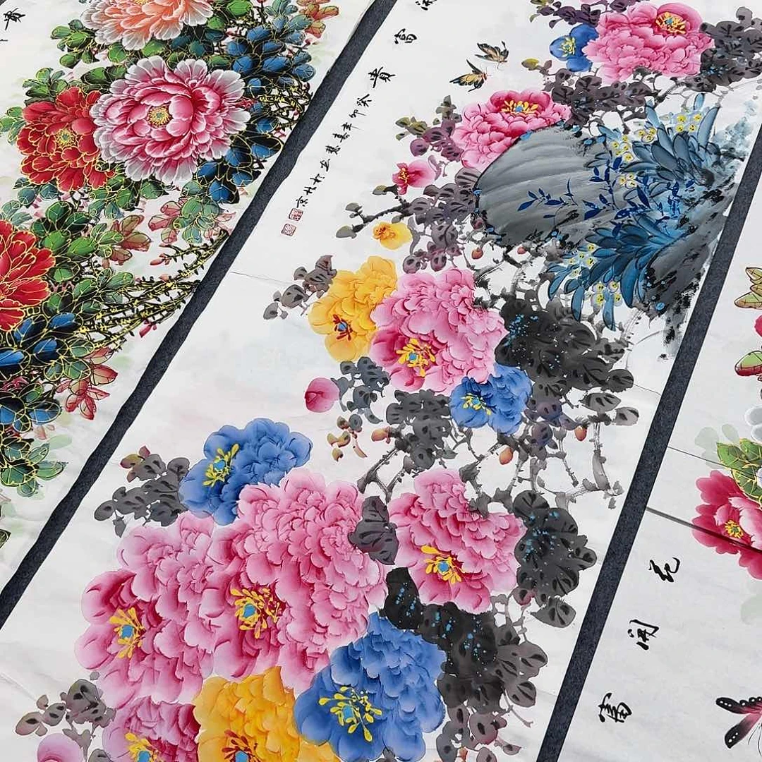 用***4国画尺寸70X180纯手绘作品