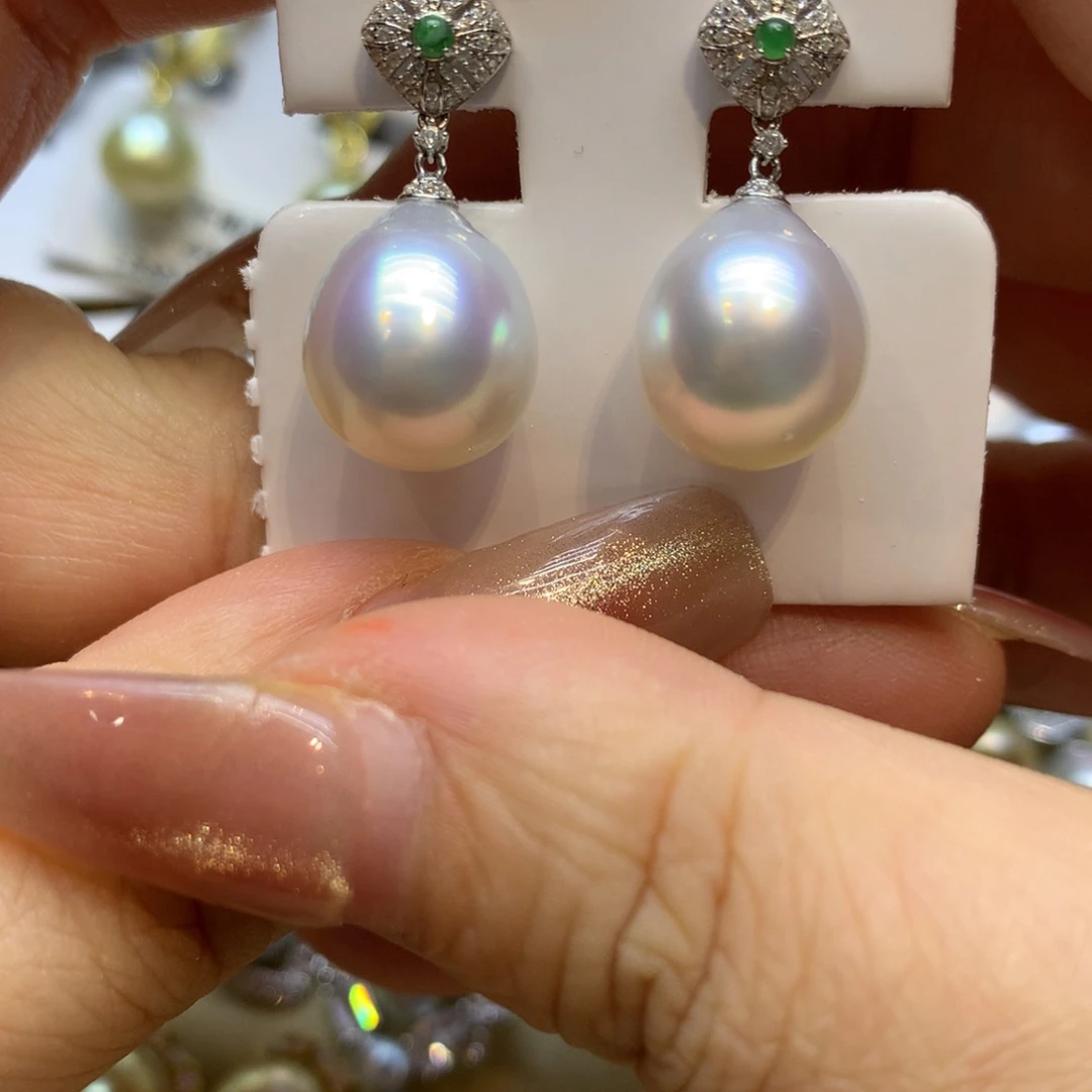 银S925镶嵌耳饰海水珍珠