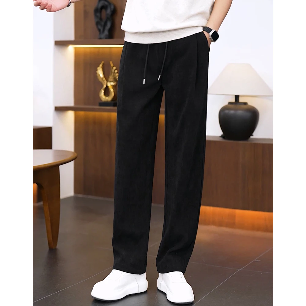 秋季长裤潮休闲裤百搭潮流秋冬阔腿裤男士宽松直筒裤抽绳