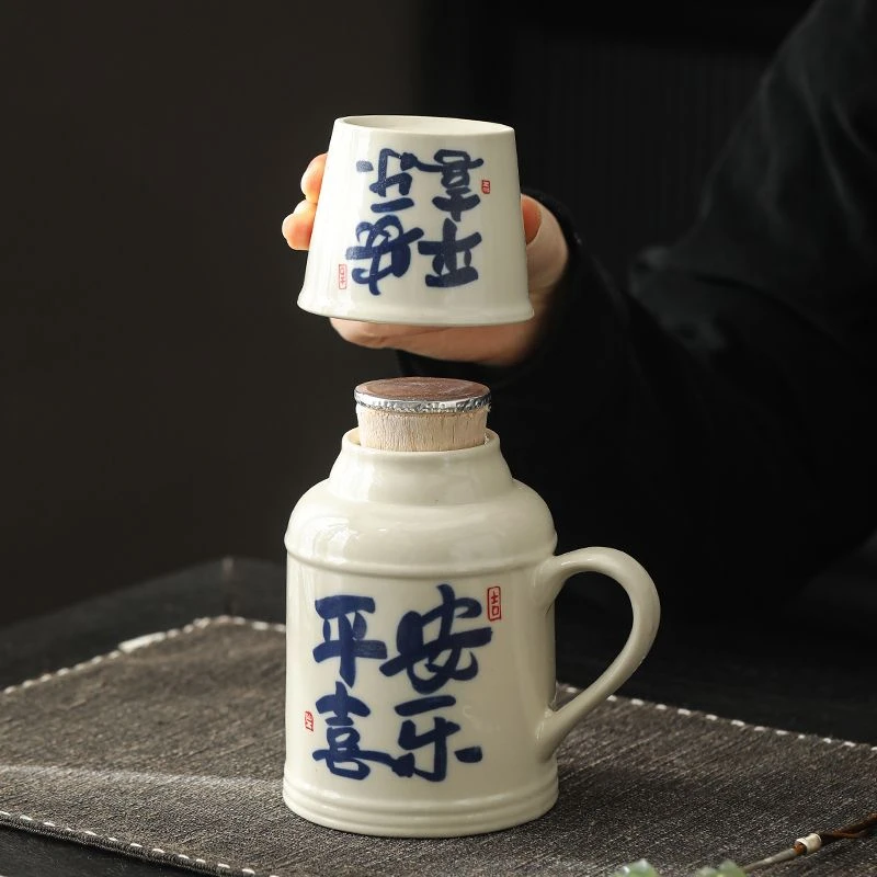 复古中国风带盖小暖壶焖烧大容量陶瓷泡茶壶办公室专用暖手瓶