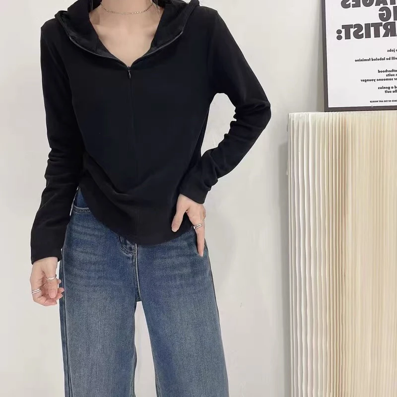 1122款活动帽衫130-170斤高棉高弹显瘦时尚休闲百搭连帽网红短款