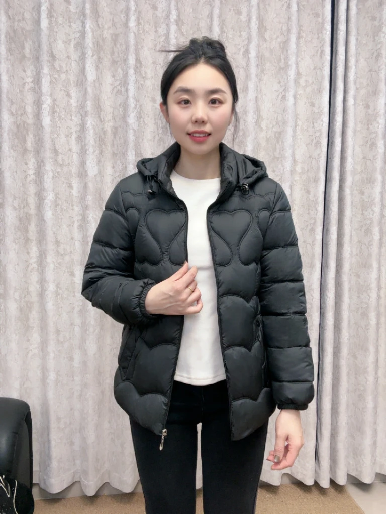 2025新款免烫厚款棉服秋冬棉衣时尚修身长袖短款连帽不起球【8106】