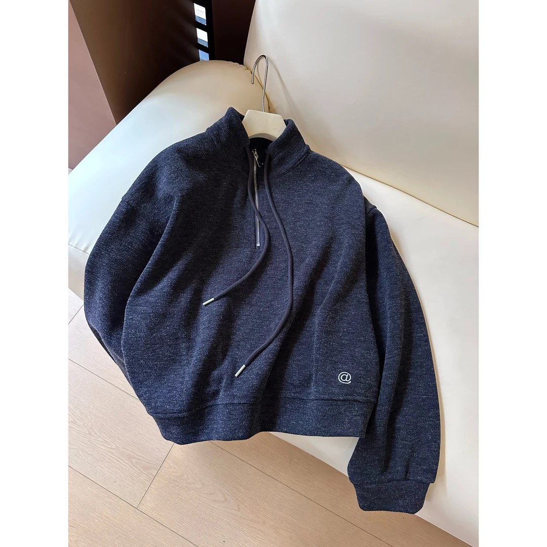 【十三行】A33半拉链套头卫衣女毛衣冬宽松显瘦百搭立领针织外套