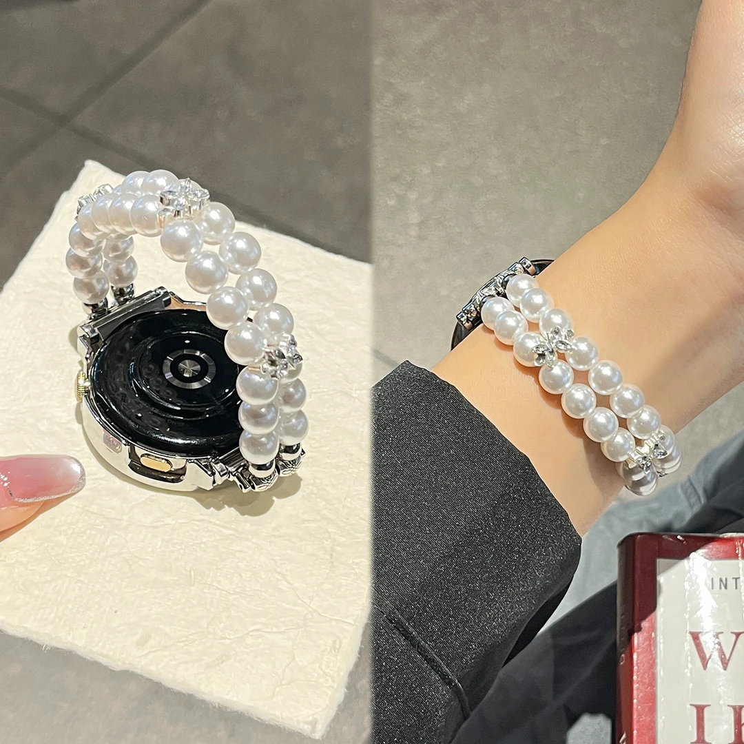 适用华为gt5表带GT4昣株花朵watch5新款串珠gt5pro镶钻JY女款时尚