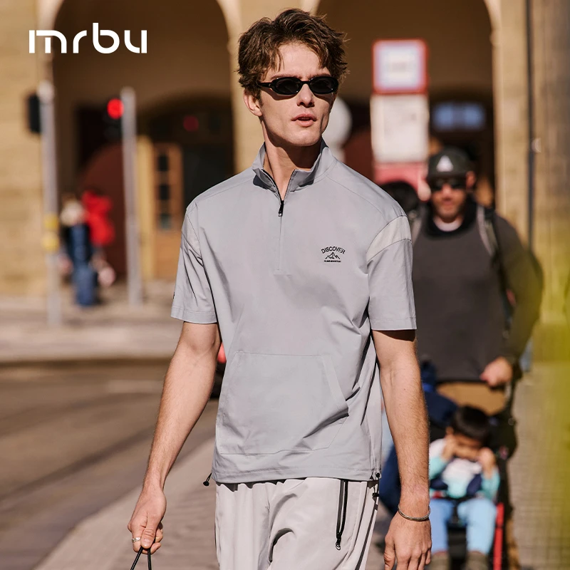 Mr.Bu布先生廓形版户外机能风立领透气男士T恤衫GT16378断码清仓