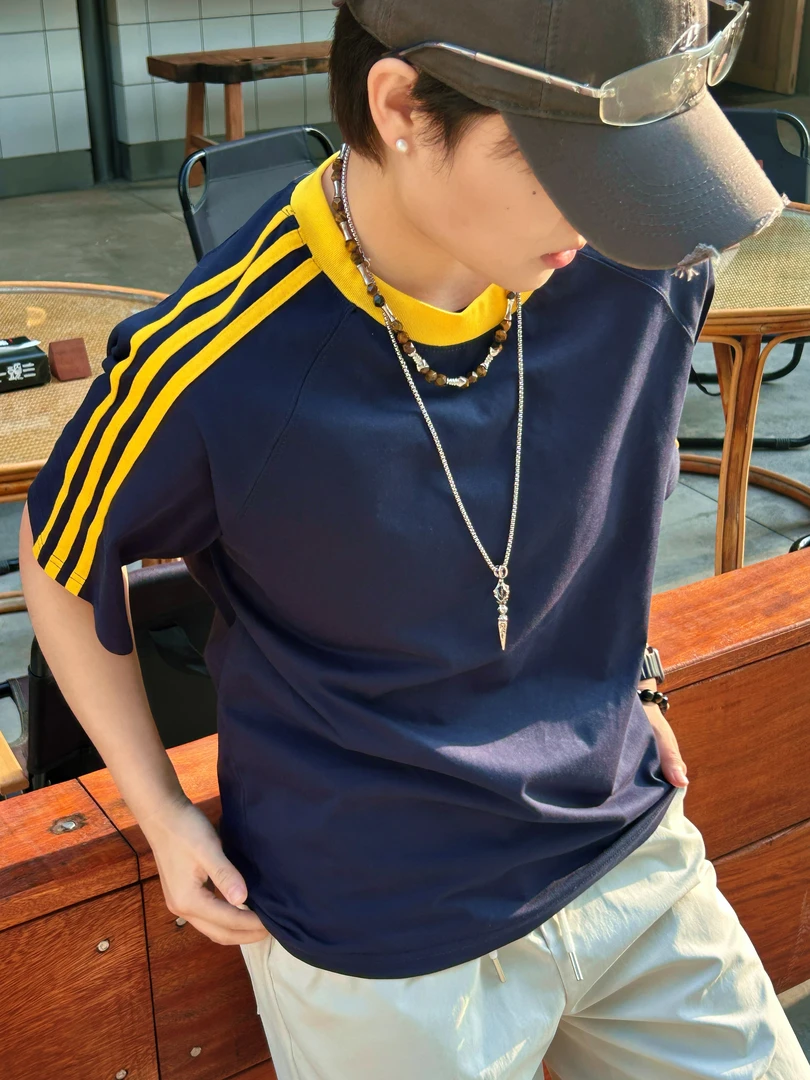 【条纹T恤】美式条纹情侣T恤宽松版3A抗菌休闲百搭夏季