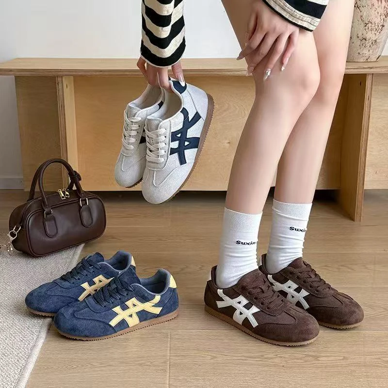 【秋季上新】休闲复古德训鞋女2025皮面百搭欧若风轻便软底阿甘鞋