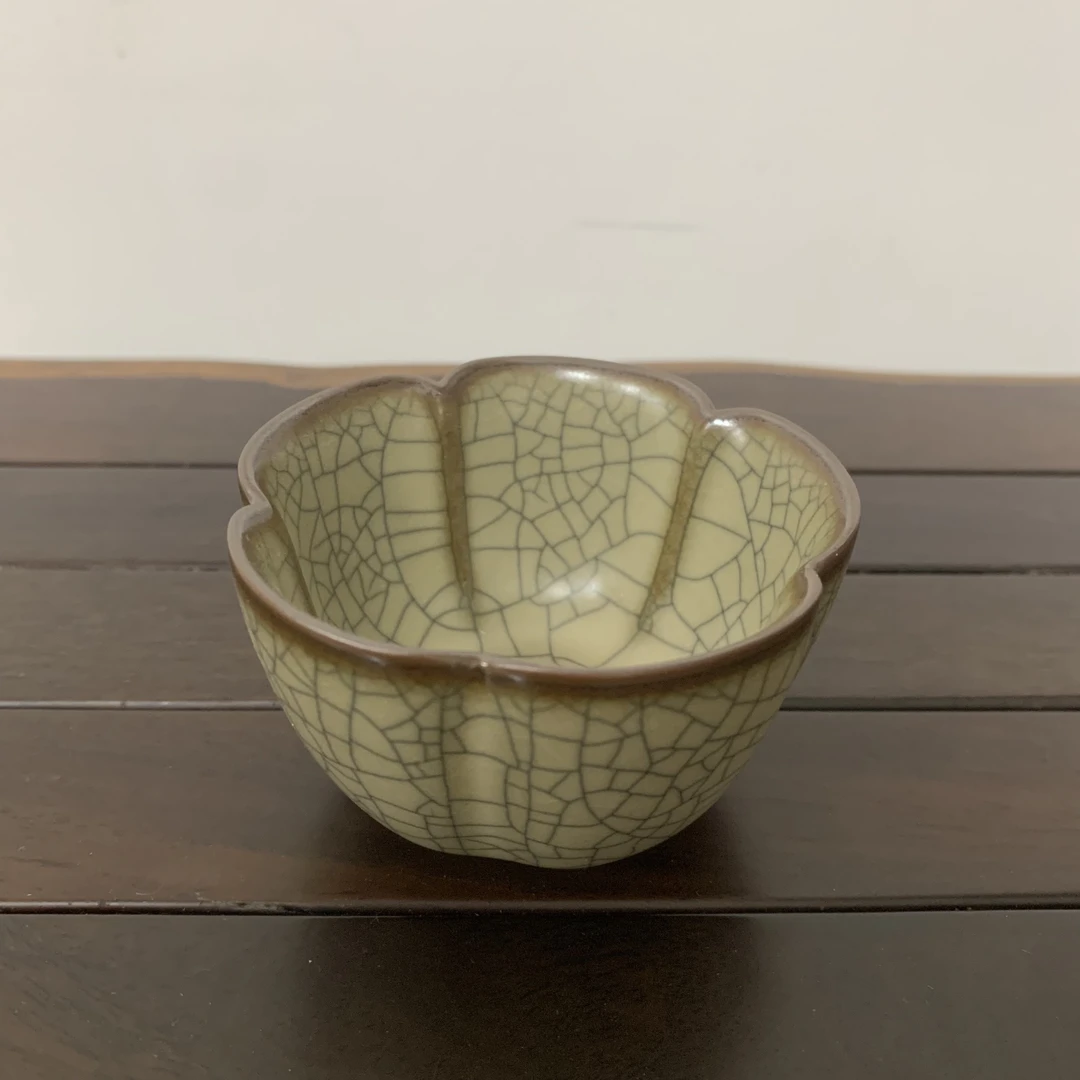 【花口杯】龙泉传世哥窑青瓷主人杯