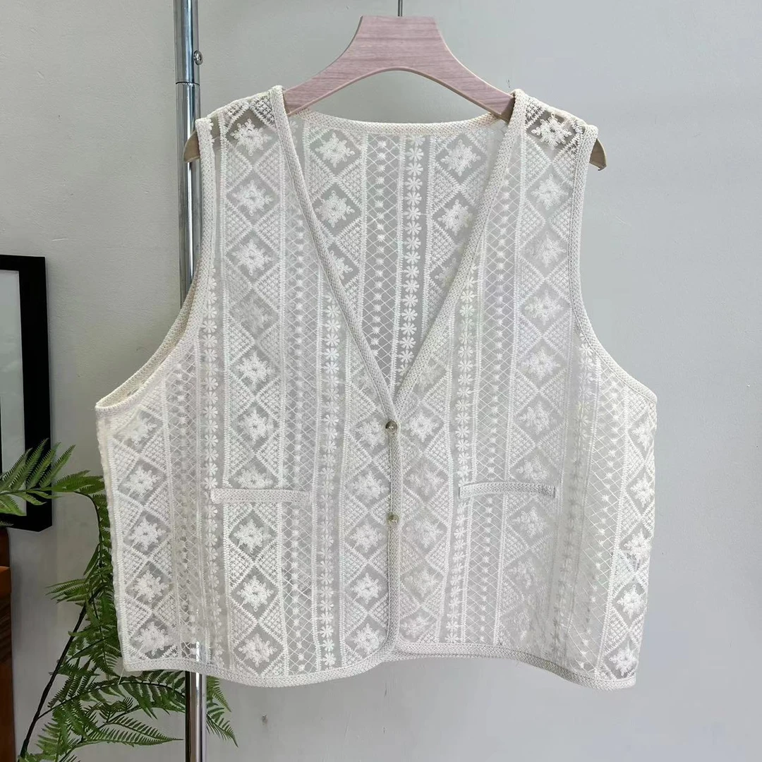 【雪花】洋气蕾丝气质全刺绣镂空设计马甲