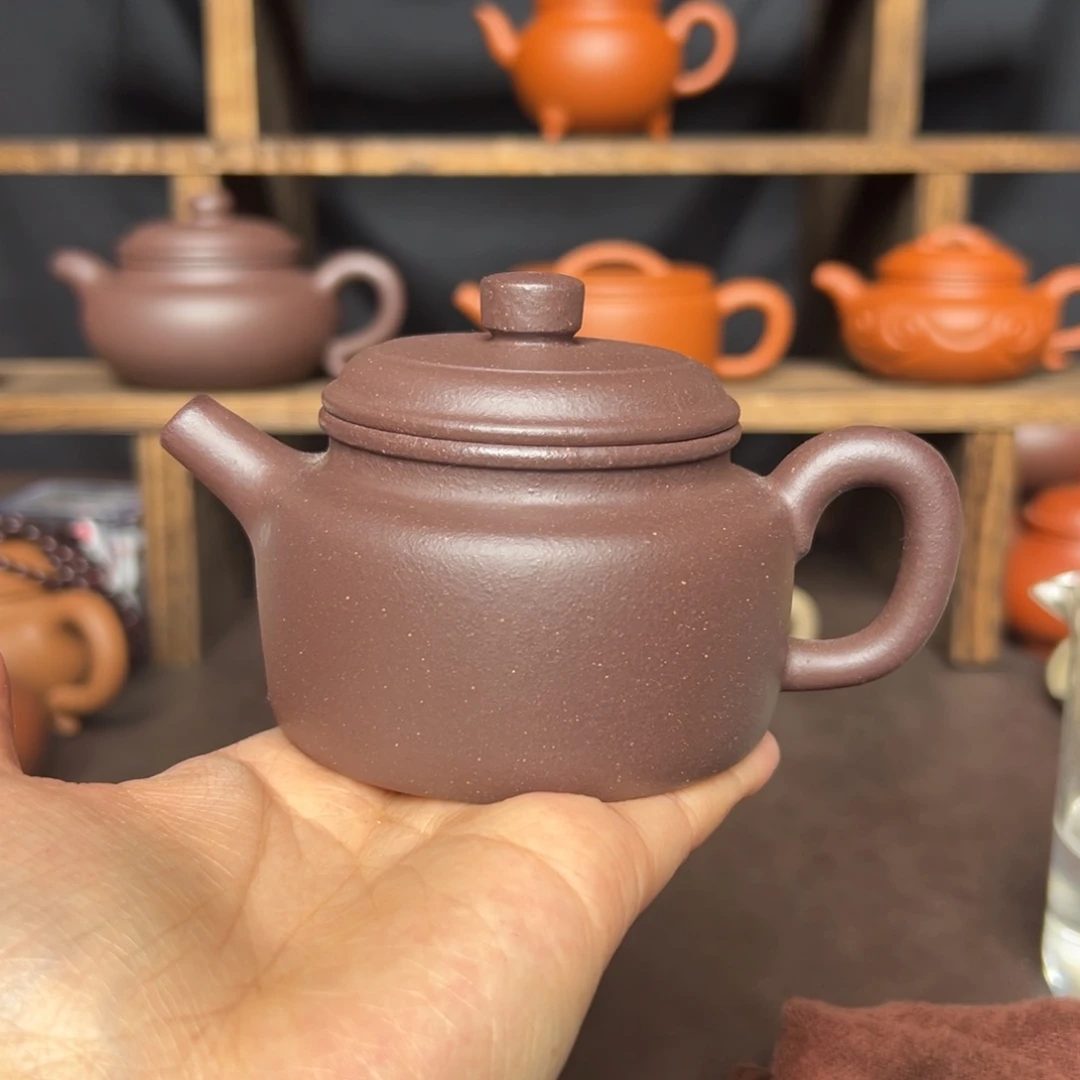 紫砂茶壶微瑕天青紫泥德钟150毫升
