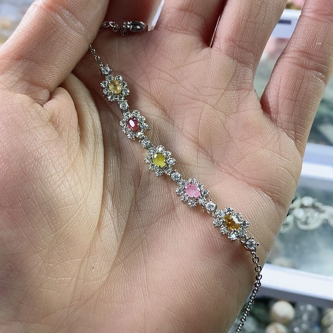 玛瑙/玉髓珠宝半成品合金一条碧玺手链A97