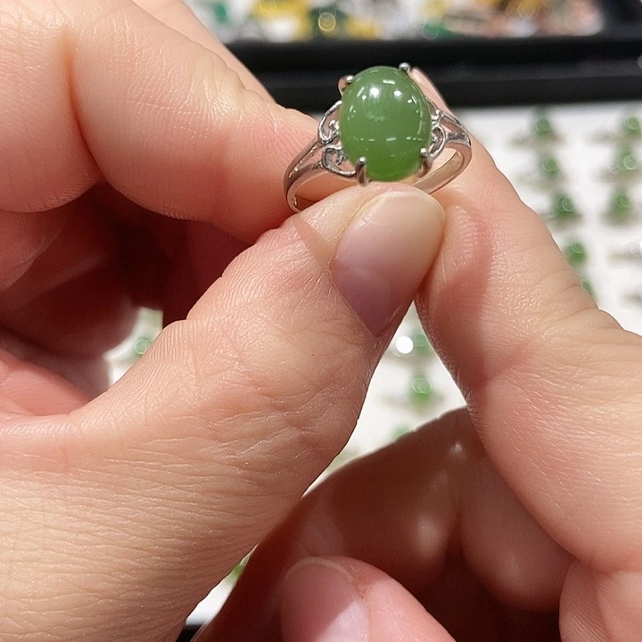 和田玉银S925镶嵌戒指