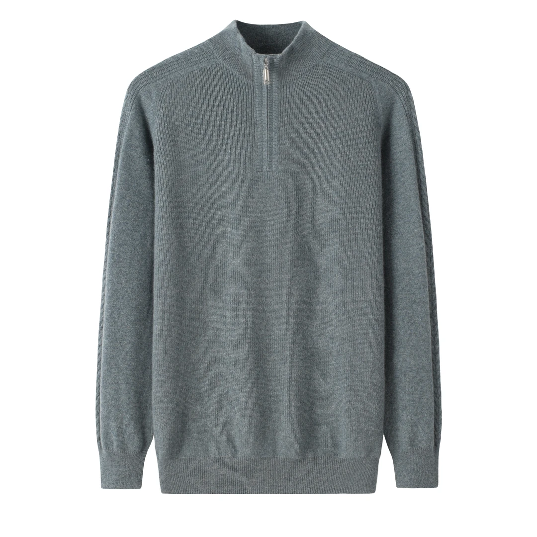 半高领保暖羊绒套衫商务风套头厚款长袖男士时尚休闲山羊绒衫