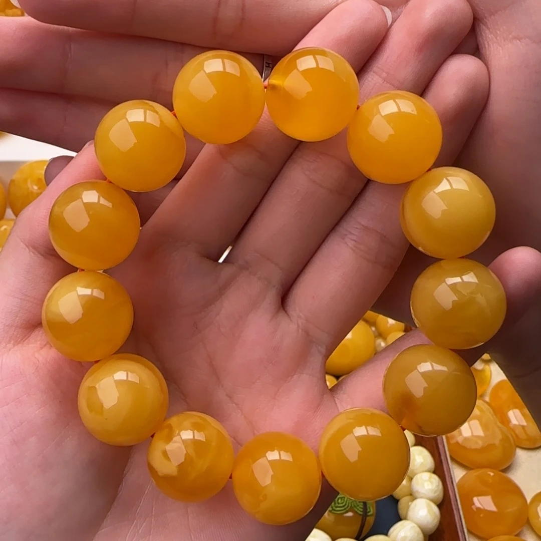 琥珀未镶嵌颈饰同料圆珠
