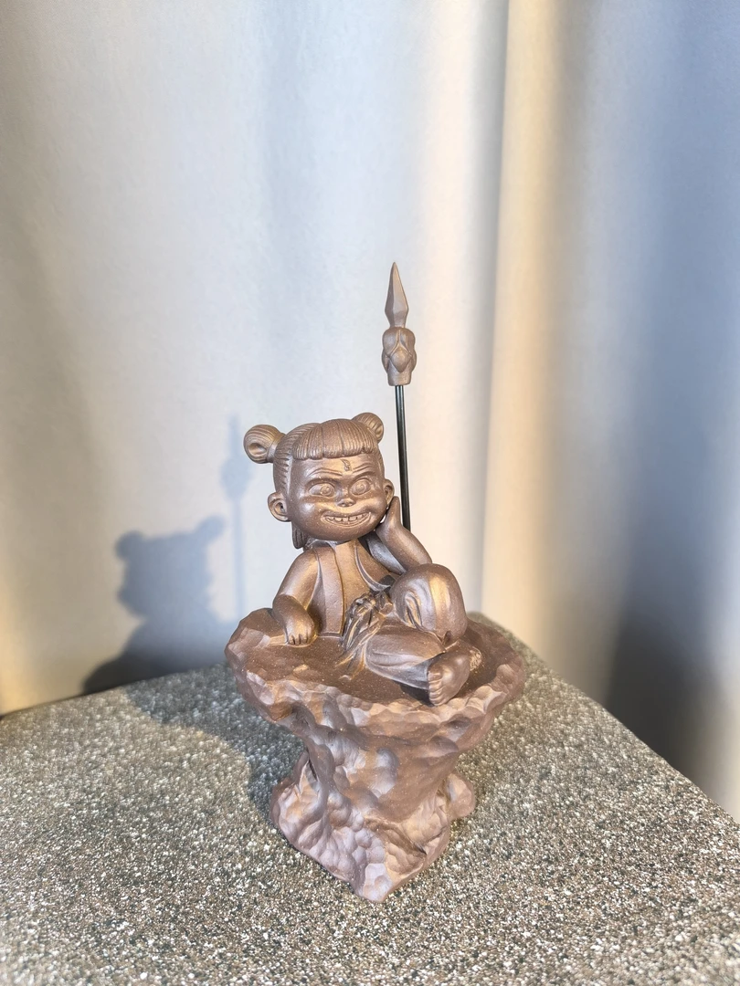 紫砂茶宠小哪吒雕塑