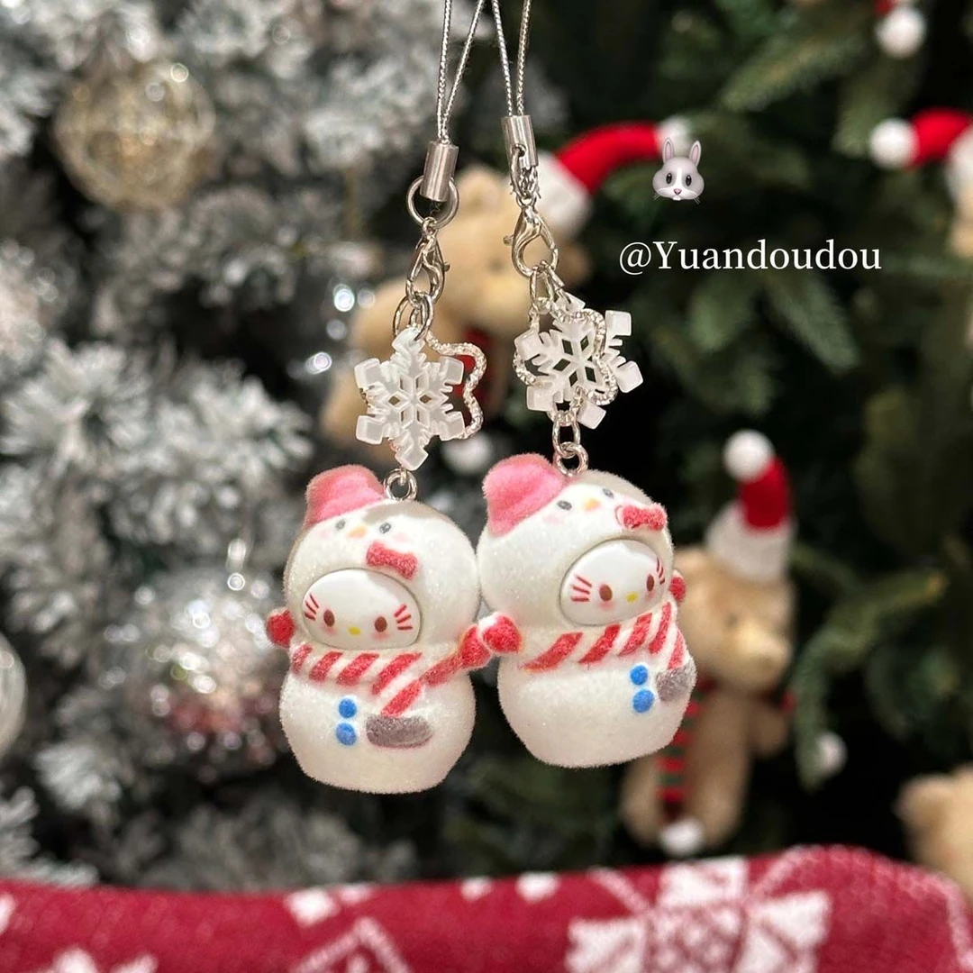 可爱雪人卡通挂件雪花挂绳礼物情侣闺蜜同款送礼物包包圣诞挂饰品