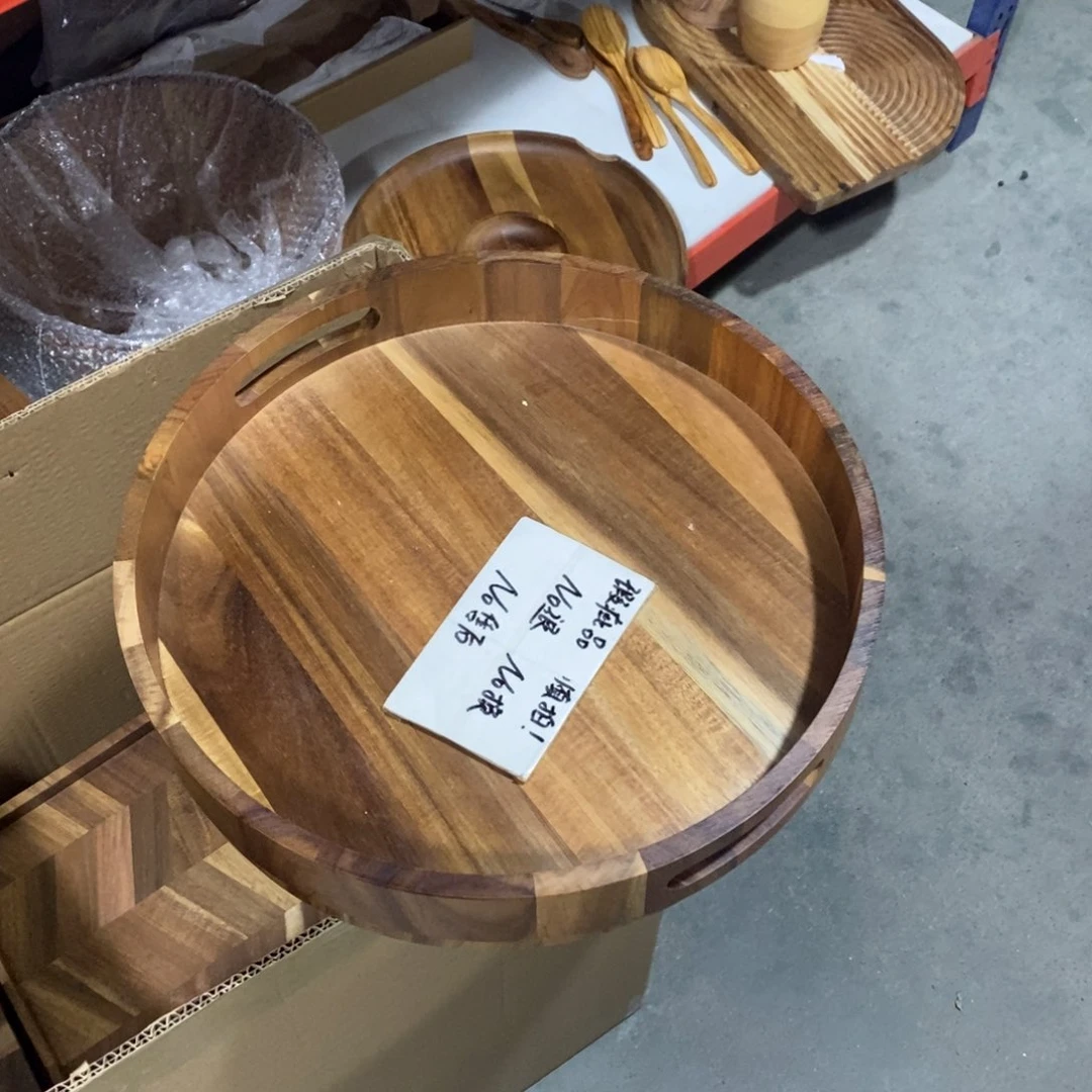 小*子相思木2个35cm的圆托盘
