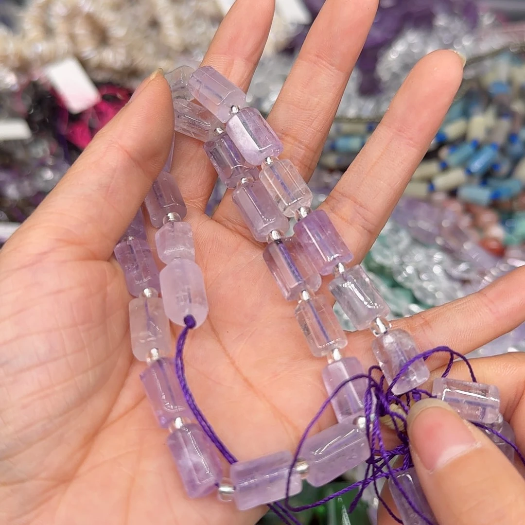 玛瑙/玉髓合金珠宝半成品紫水晶8mm桶珠一条