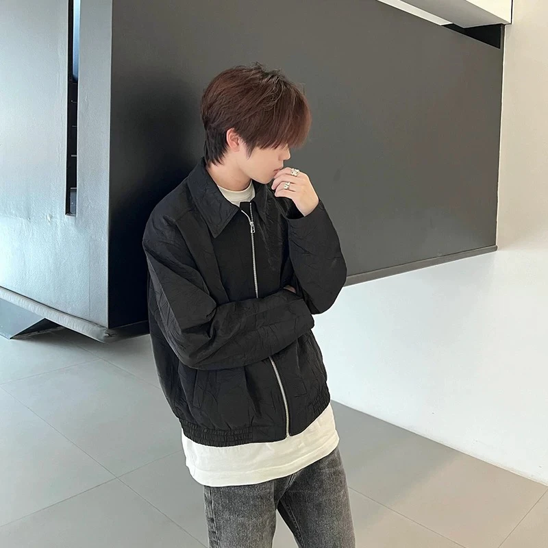 YKK 短款褶皱cleanfit男女情侣春秋外套
