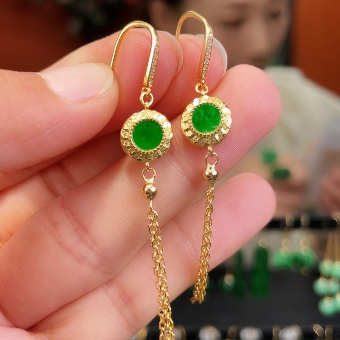 翡翠银S925镶嵌耳饰