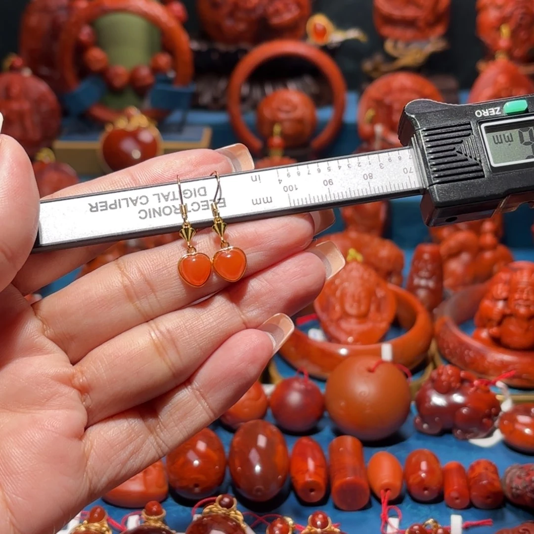 银S925镀金镶嵌雕刻南红玛瑙