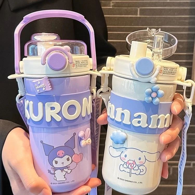 保温杯女可爱高颜值便携式大容量学生双饮吸管水杯杯子