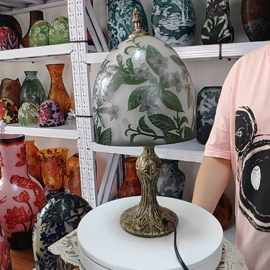 娟***️琉璃手工艺品格雷台灯