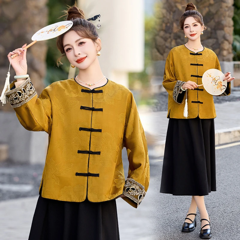 小个子新中式国风复古2025春季新款高级感百搭对襟气质圆领外套潮