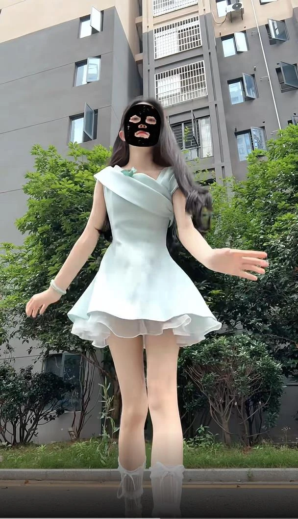 甜辣妹薄荷绿连衣裙女夏日绝美设计感千金风独特漂亮掐腰公主裙子
