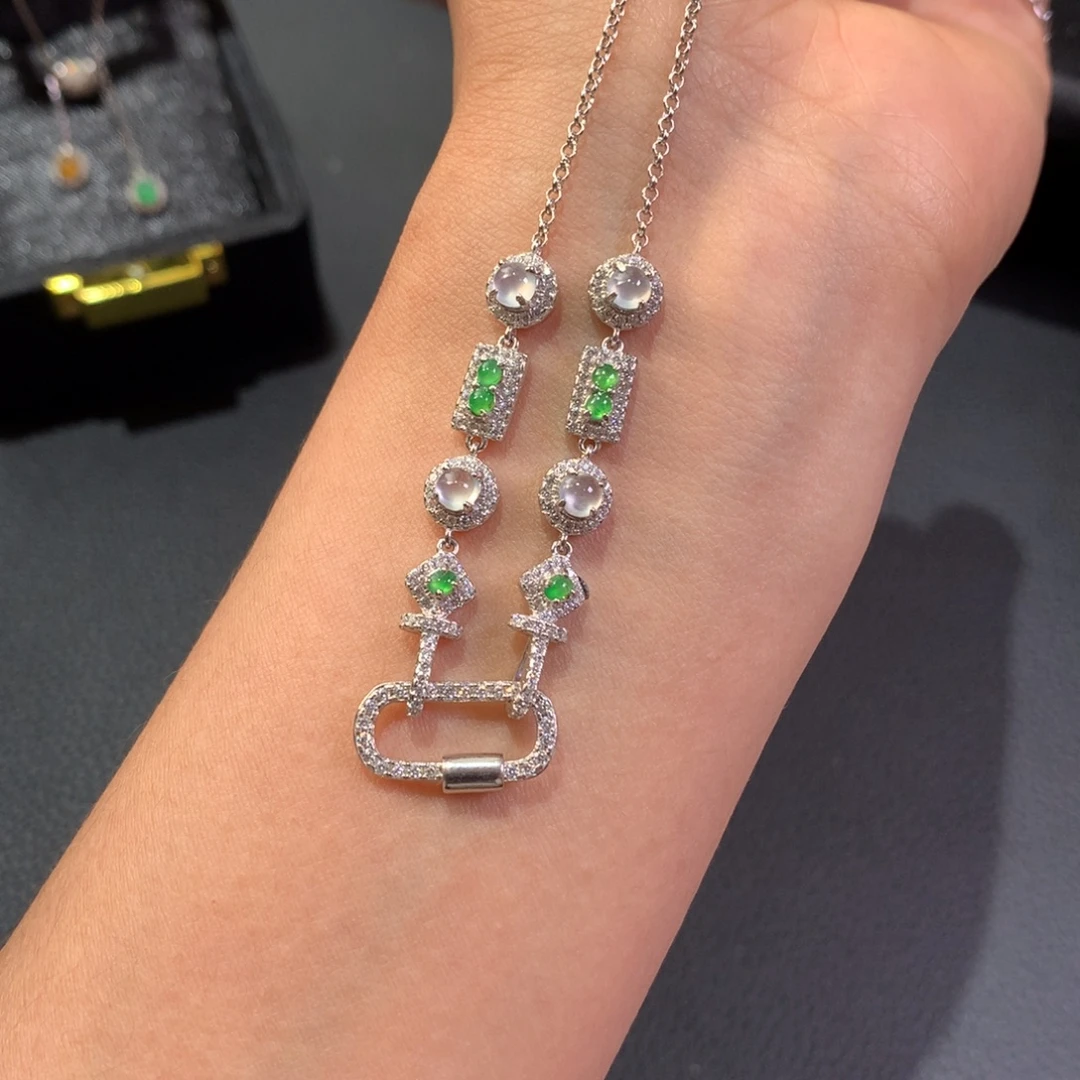 翡翠银S925镶嵌颈饰