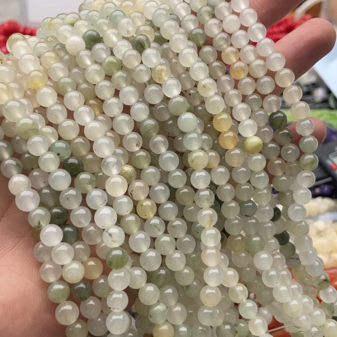 玛瑙/玉髓未镶嵌珠宝半成品两条装卡6mm天山翠圆珠