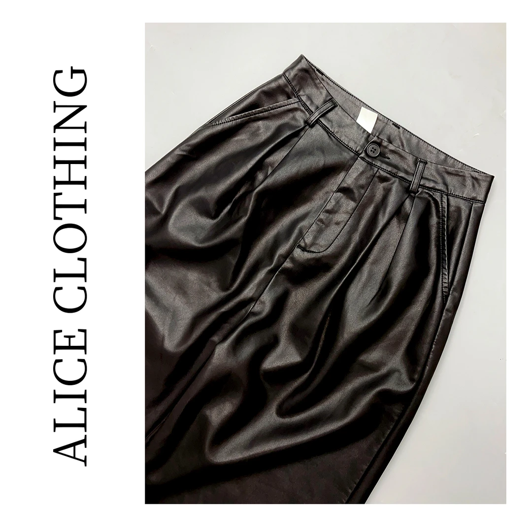 2 ALICE 美拉德皮裤阔腿裤复古显瘦 垂百搭 S620692T