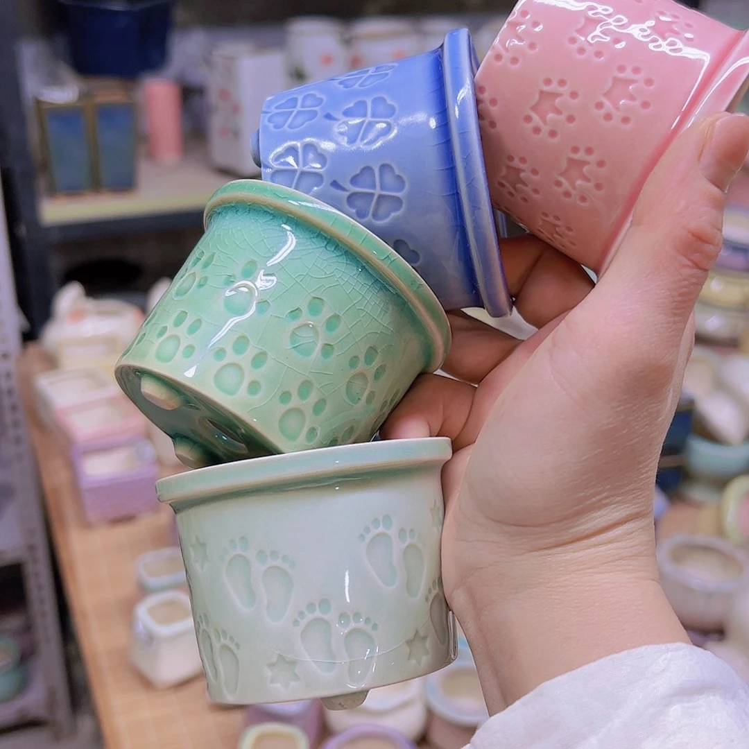 红陶陶瓷花盆当场满12包邮