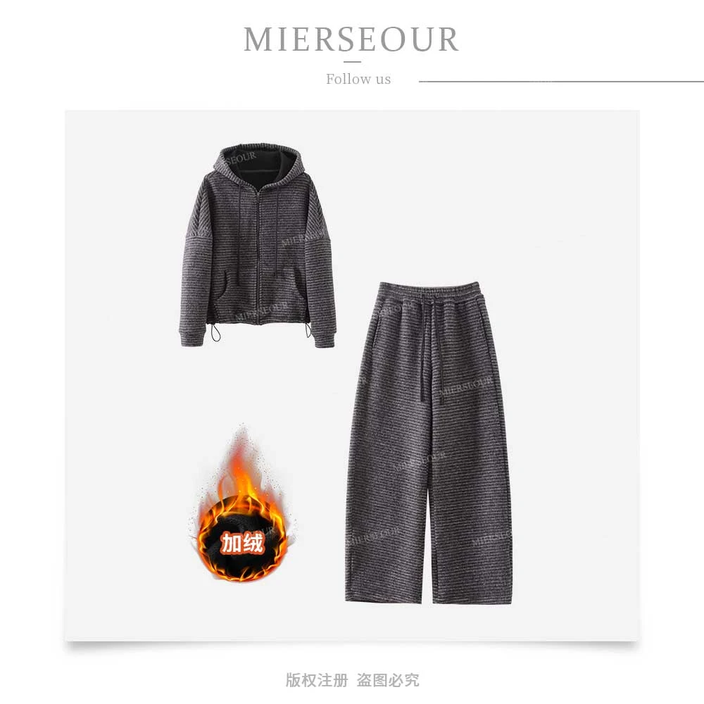 【年终大促】2026复古条纹开衫连帽卫衣女新款宽松牌拉链外套26378