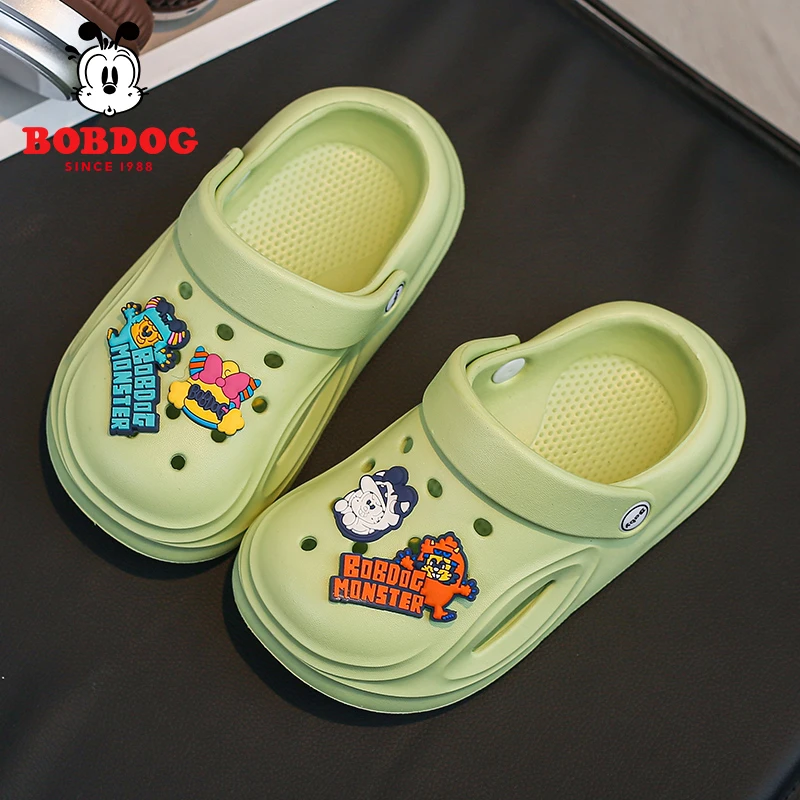 巴布豆男童夏季洞洞凉拖鞋防滑厚底沙滩鞋儿童包头鞋透气2025新款