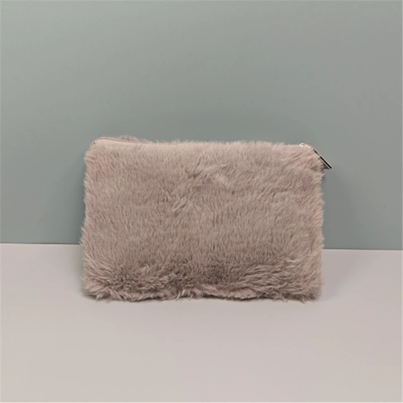 yl049 薇* 灰色毛绒化妆包手拿包收纳包整理包便携包