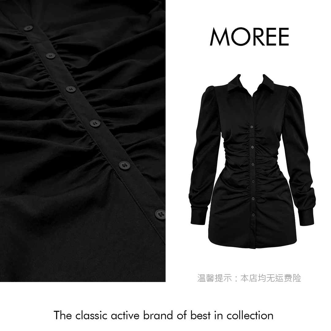 【MOREE】Vvrai trompe-独家设计感显瘦衬衣连衣裙-Z690