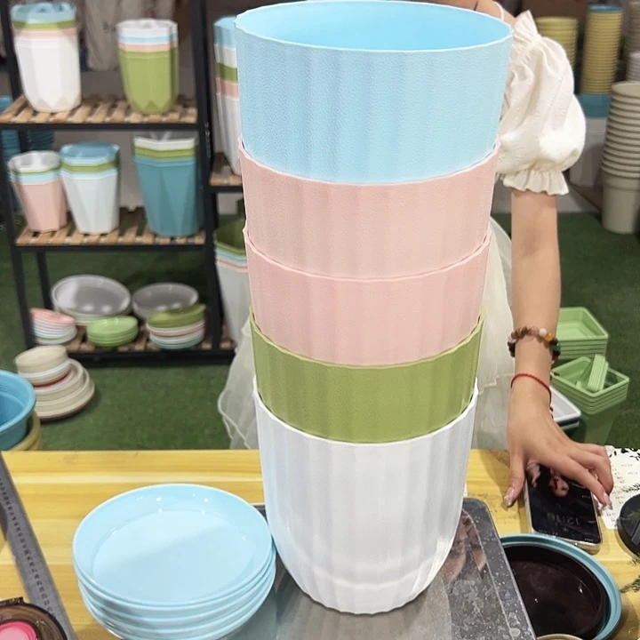 特价彩色竖纹口18高18混色带托5只