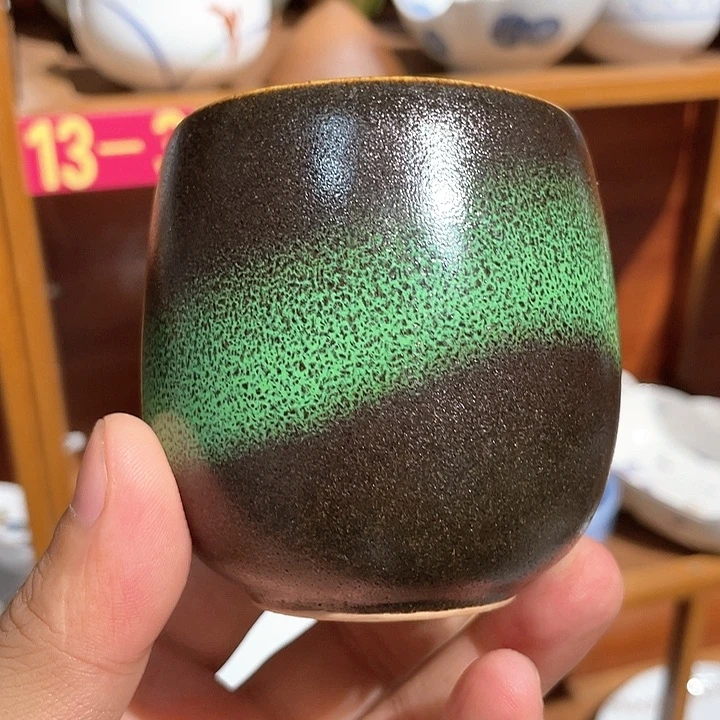 紫砂45全新清水烧橘吉陶胎撒釉主人杯