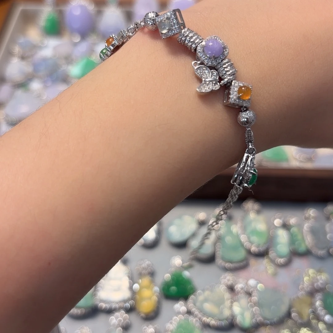 翡翠银S925镶嵌手链