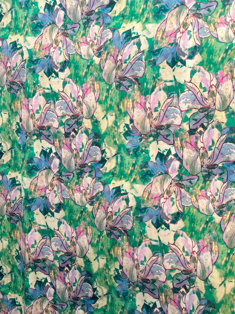 【手绘玉兰】新款绵绸布料