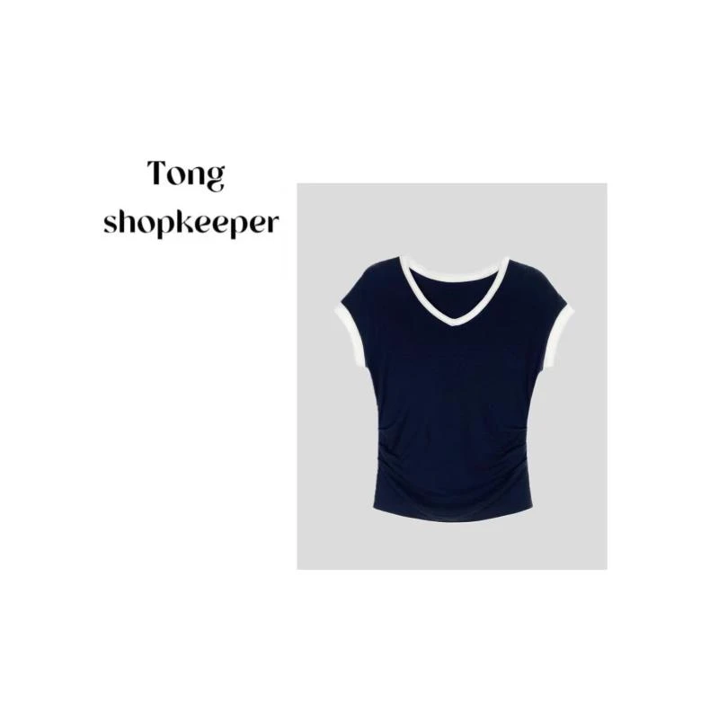 TT-QJ/彤掌柜168804 春款2025【莱赛尔+羊毛】撞色拼接打揽显瘦短袖