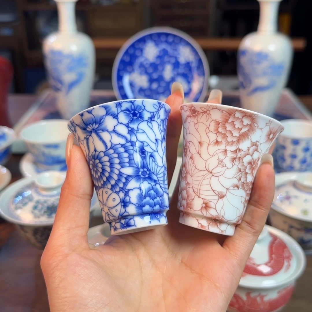 名窑口 万花点工闻香杯一个